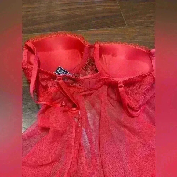 Very sexy 32C red lace baby doll w/ MATCHY panty - Picture 4 of 7